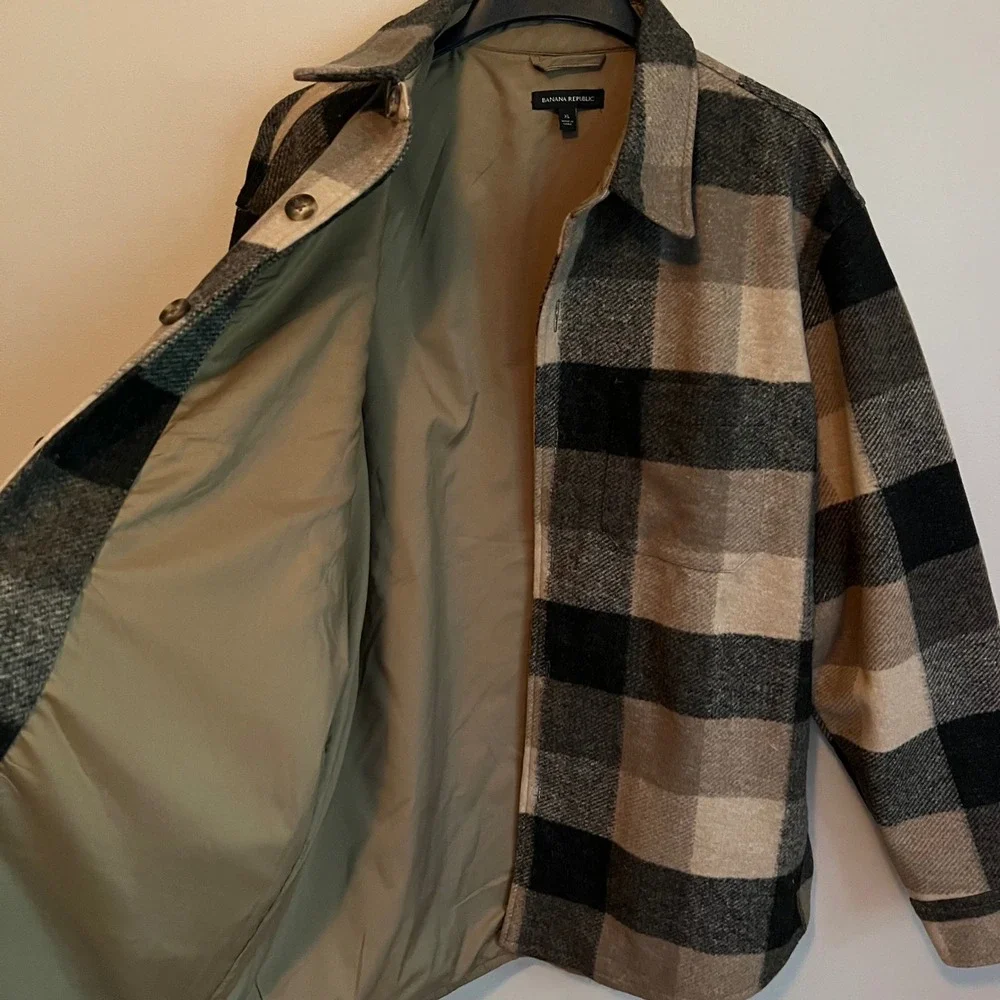 Banana Republic Men Heritage XL Buffalo Plaid Shirt Jacket Lined Shacket